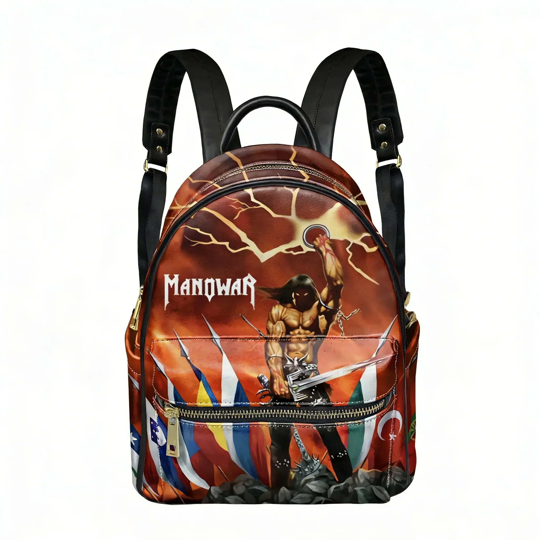 Manowar Band Custom Backpack Womens Men Personalized Text Double Shoulder Bag Business Travel Bookbag Rucksack Gift Daypack