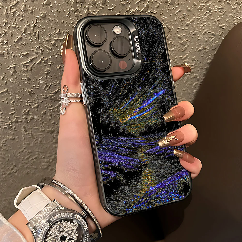 Star River Purple Flower Stream Phone Case for Samsung Galaxy S26 S25 S24 S23 S22 S21 S20 Ultra Edge 4G 5G Anti Fall Matte Cover