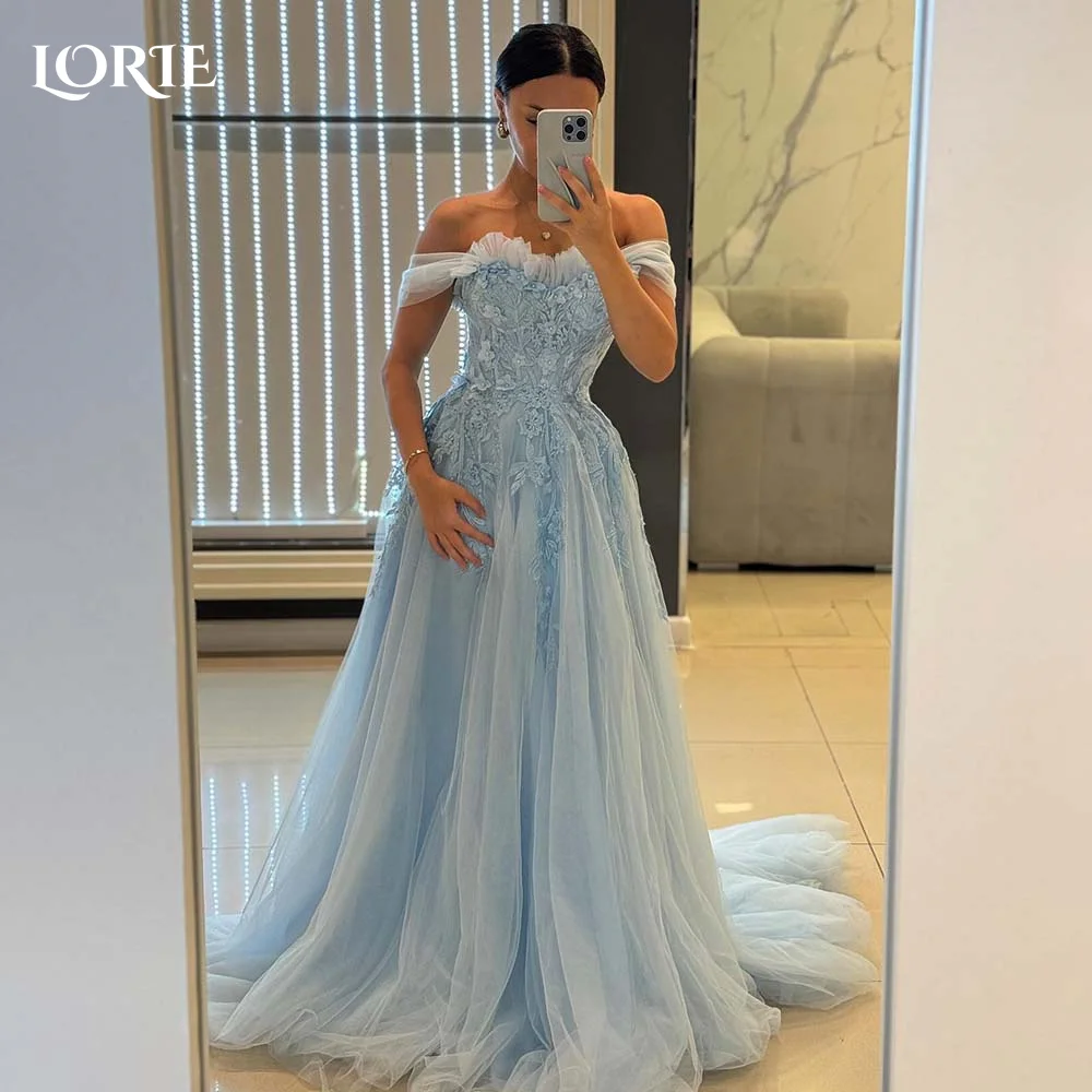 

LORIE 3D Flowers Evening Dress Ruffled Party Dresses Elegant Prom Dress Off Shoulder Princess Ball Gown Party Gowns Customized