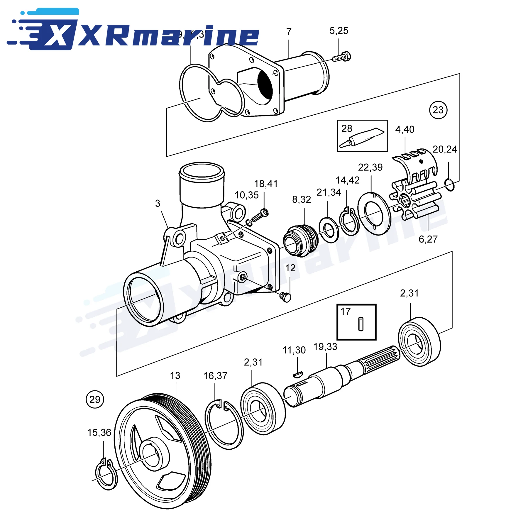 Volvo Penta D6 280 310 330 350 370 435 Series Marine Engine Raw Sea Water Pump With Impeller Replaces 21380890 3589907