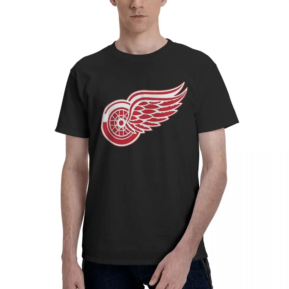 

Icon-Red Wings-Detroit-merch 100% Cotton Casual Breathable Confortable Tshirt High End Men's Clothing Men T-Shirt