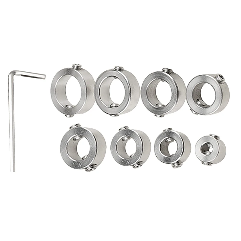 Juego de Collar de tope de profundidad, herramientas de localización, accesorios de broca, posicionador de anillo de acero inoxidable resistente al calor duradero, Plata