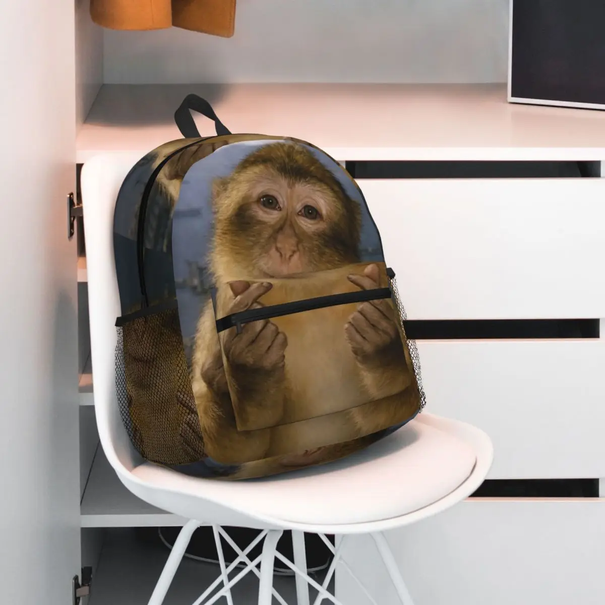 Funny Monkey Meme Graphic Backpack Student BookBag Children School Bag Laptop Shoulder Bags for Boys Girls