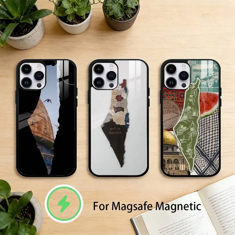 

Palestine-es-F-Flag MAP Phone Case For iPhone 17/16/15/14/13/12/Plus/Pro/Max for Magnetic Wireless Charging