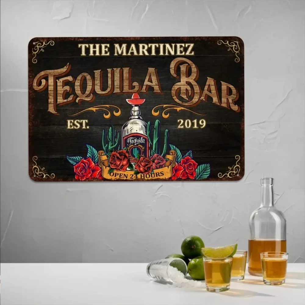 CIFbuy Custom Tequila Bar Metal Sign, Waterproof Dustproof Home Cantina Wall Decor (Only For Decoration)