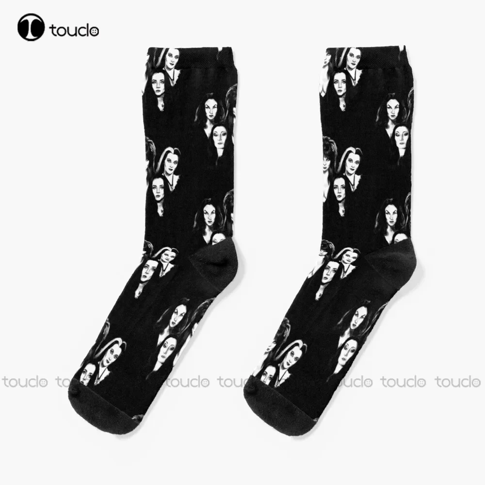 

Goth Queens - Vampira, Lily, Morticia Socks Halloween Mens Work Socks Street Skateboard Socks Custom Gift Unisex Adult Cartoon