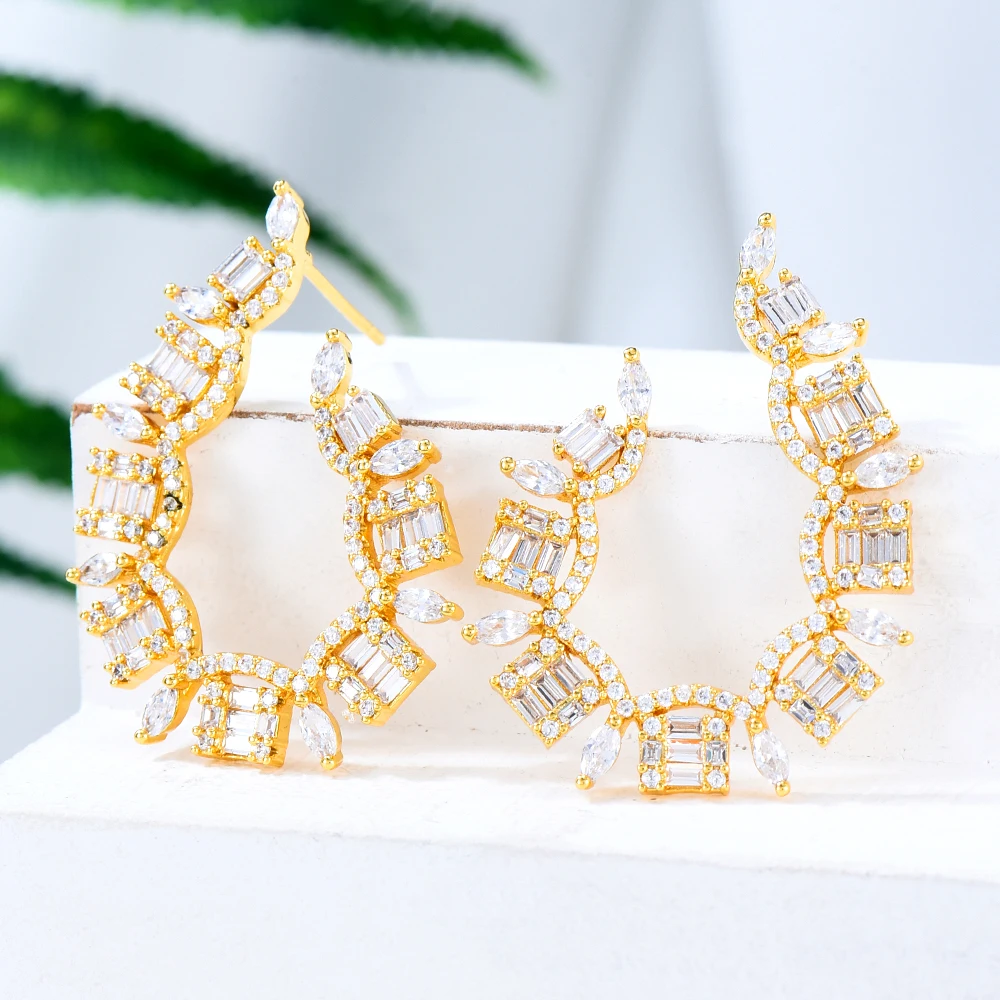 

GODKI 2024 Trendy Women Earrings Luxury Original Design Full Mirco Shiny Paved Cubic Zirconia Earring Ear Jewelry Accessories
