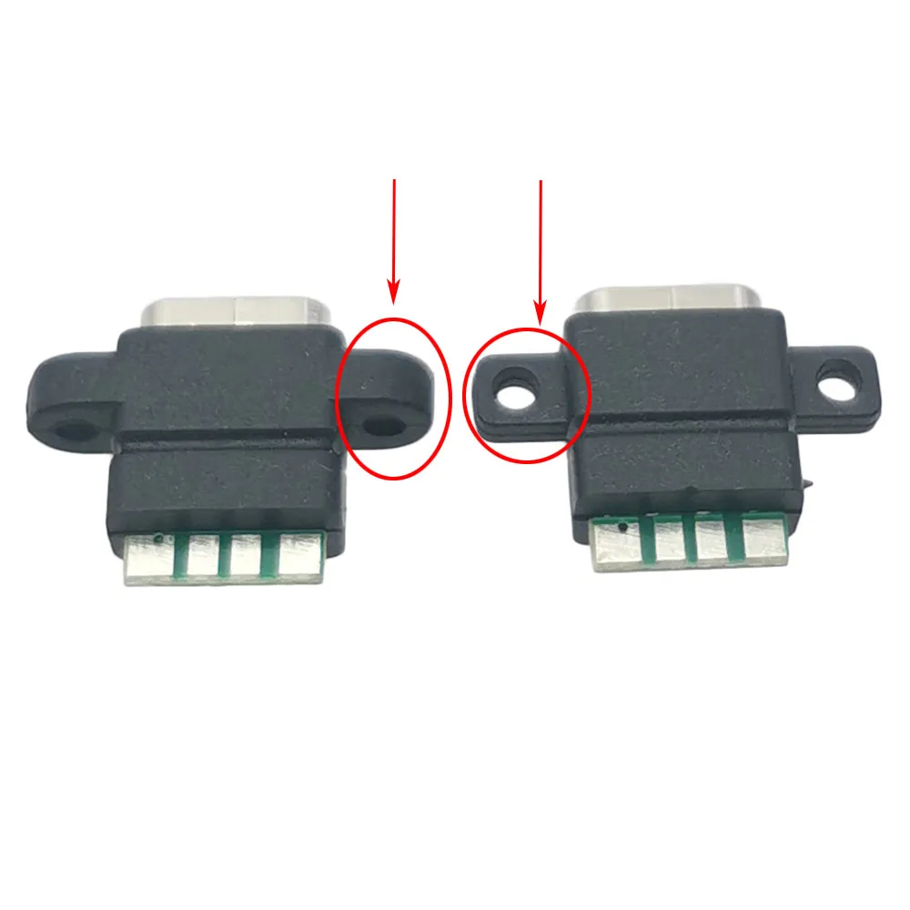 10pcs New Type-c Waterproof Female Chassis Connector 16P with PCB Board Dual 5.1K Resistance USB-C Charging Connector Socket