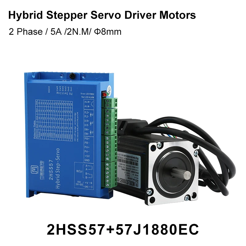 

57J1880EC-1000 + 2HSS57 JMC Nema23 Hybrid Closed Loop Servo Motor Driver Kit 2.2Nm 0-2000rpm Stepper Motor For CNC Machine Tool