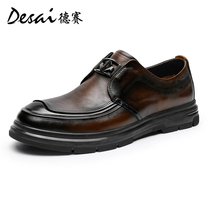 Desai Doudou Shoes Men's Summer Breathable Lefu Shoes Men's Casual Leather Shoes Business England One Step Men's Shoes