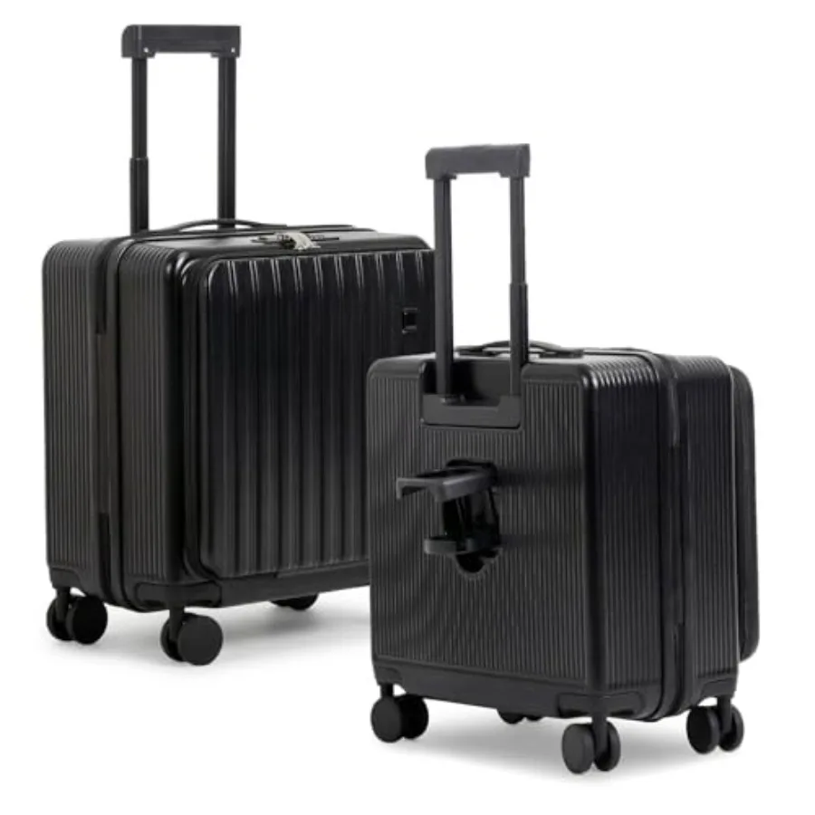 

20 Inch Lightweight Carry On Luggage Airline Approved with Front Laptop Pocket, USB Port, Cup Holder and Phone Stand, Hard Shel