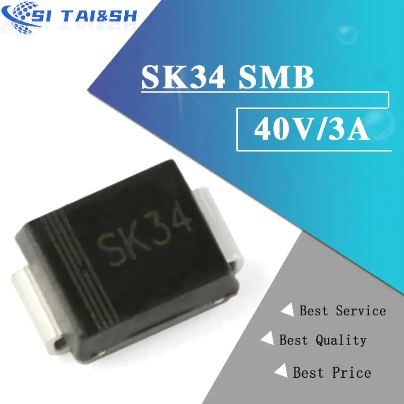 

Si Tai&SH 100PCS/Lot SK34 SMB 40V/3A Schottky Diode Rectifier Data system