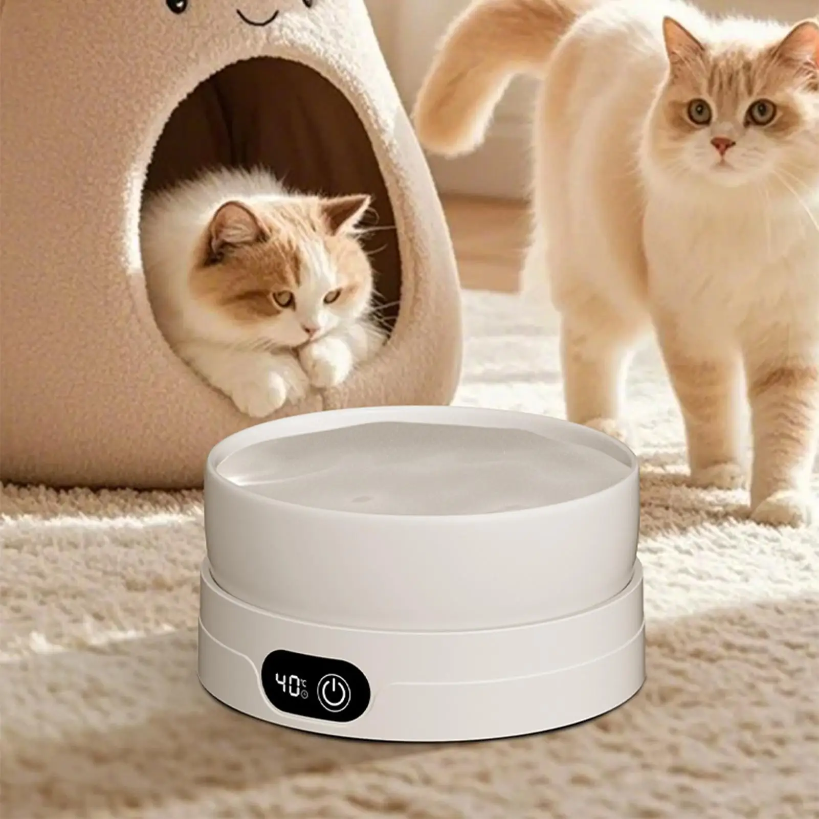 Automatic Heated Water Bowl for Pets Anti-Freeze Thermal Drinking Plate for Cats Dogs Chickens Constant Warm Water in Winter