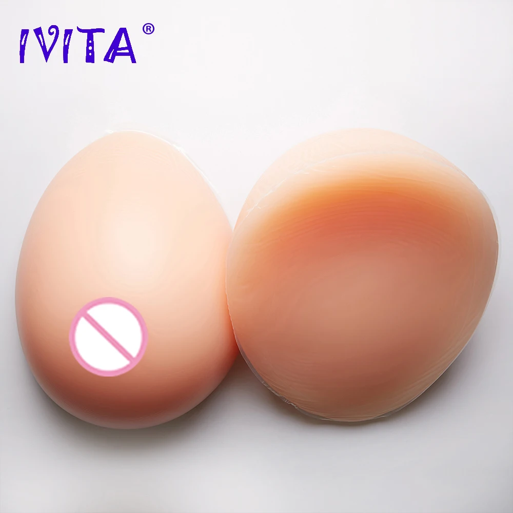 IVITA 100% Full Silicone Breast Forms Realistic Silicone Fake Chest 4 Sizes Choices Boobs for Crossdresser Transgender Shemale