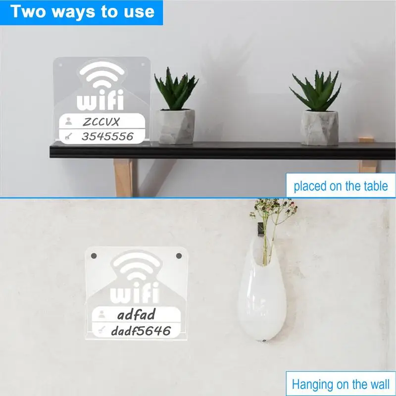 Wifi Sign For Guests Acrylic WiFi Account Display Stand Wall-Mounted Freestanding Table Centerpiece Wall Decoration For Home