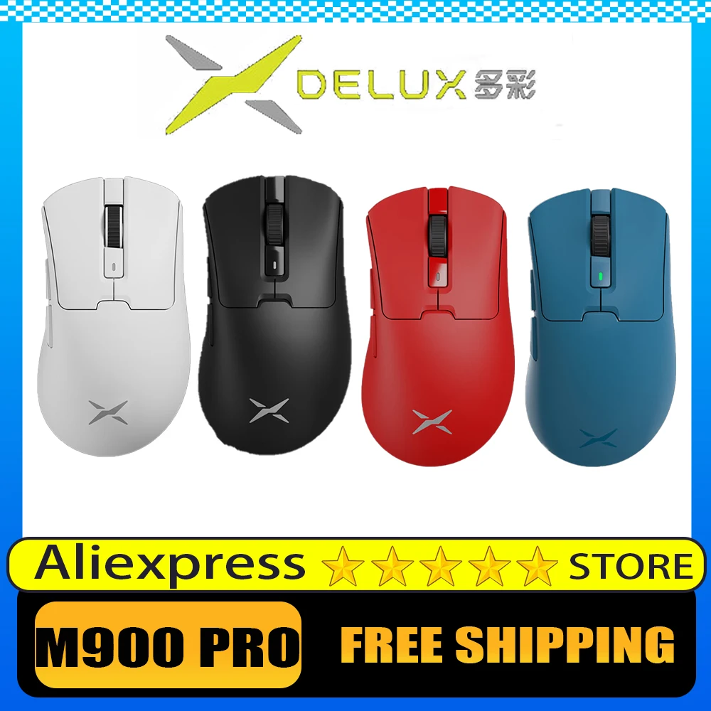 

DELUX M900 Pro Wireless Mouse 8K PAW3395 Magnetic Charging Base 2.4G Dual Mode Gaming Mouse Lightweight PC Gamer Accessories