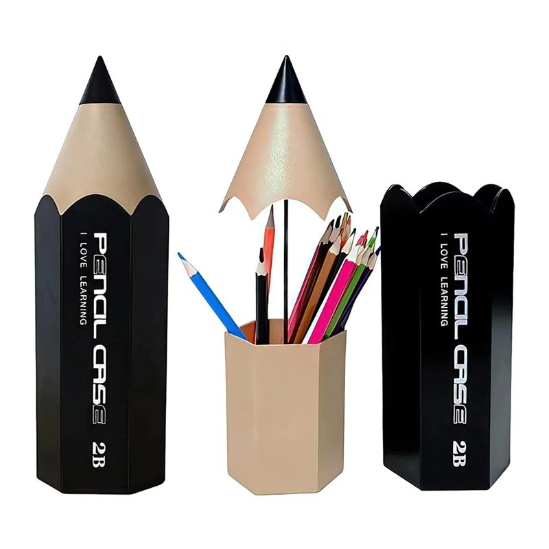 حامل فرش مكياج للمكتب ، علبة تخزين فرش التجميل ، منظم سطح مكتب مقاوم للأتربة ، أسود