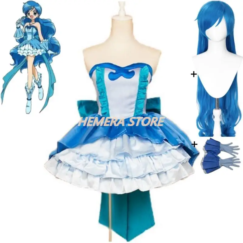 

Anime Melody Pichi Pitch Hanon Hosho Cosplay Costume Wig Sexy Woman Blue Dress Halloween Carnival Party Role Play Disguise Suit