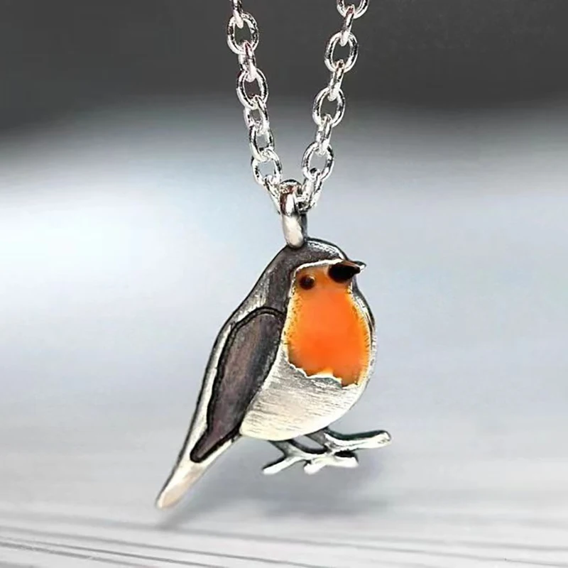 Retro Simple Fashion All-in-one Drip Robin Ring Necklace For Ladies Women Gift