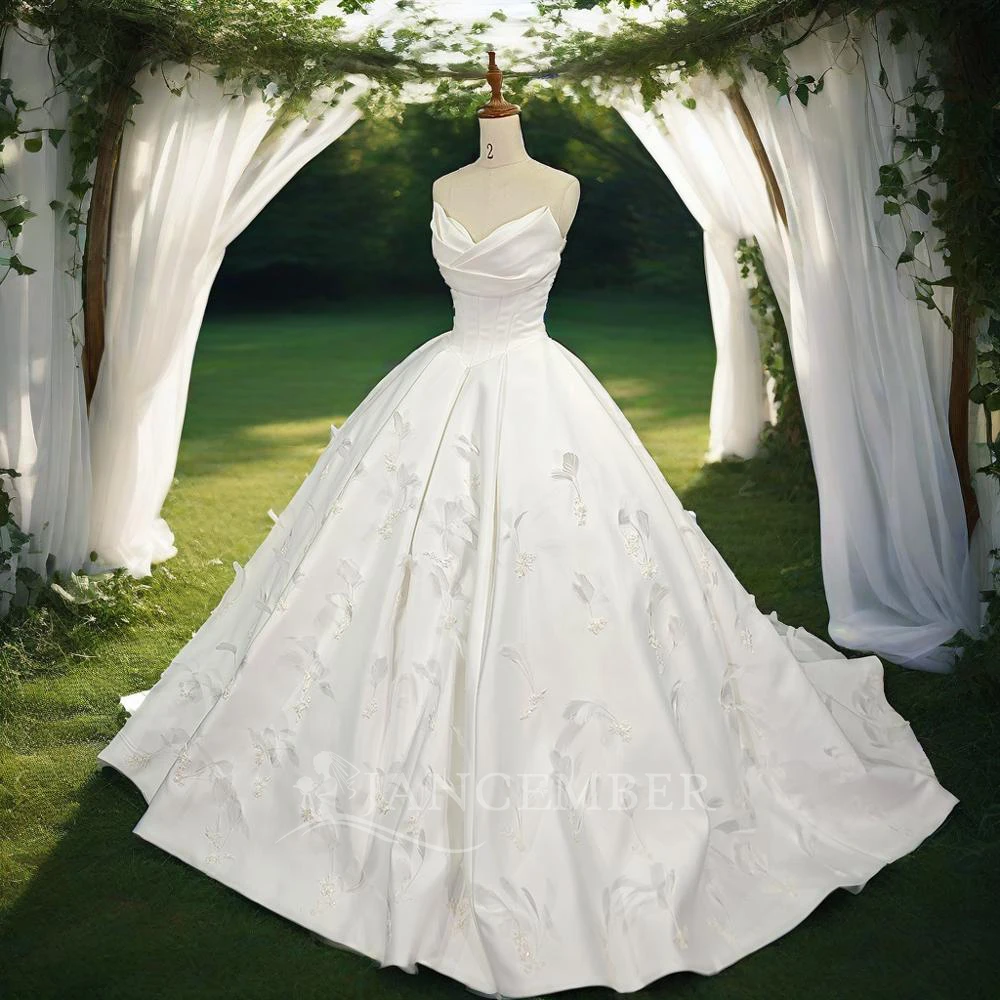 

Jancember Wedding Dress 2025 Luxury Strapless Bride Dress With Train Ball Gown Princess Classic Wedding Gowns vestidos de novia