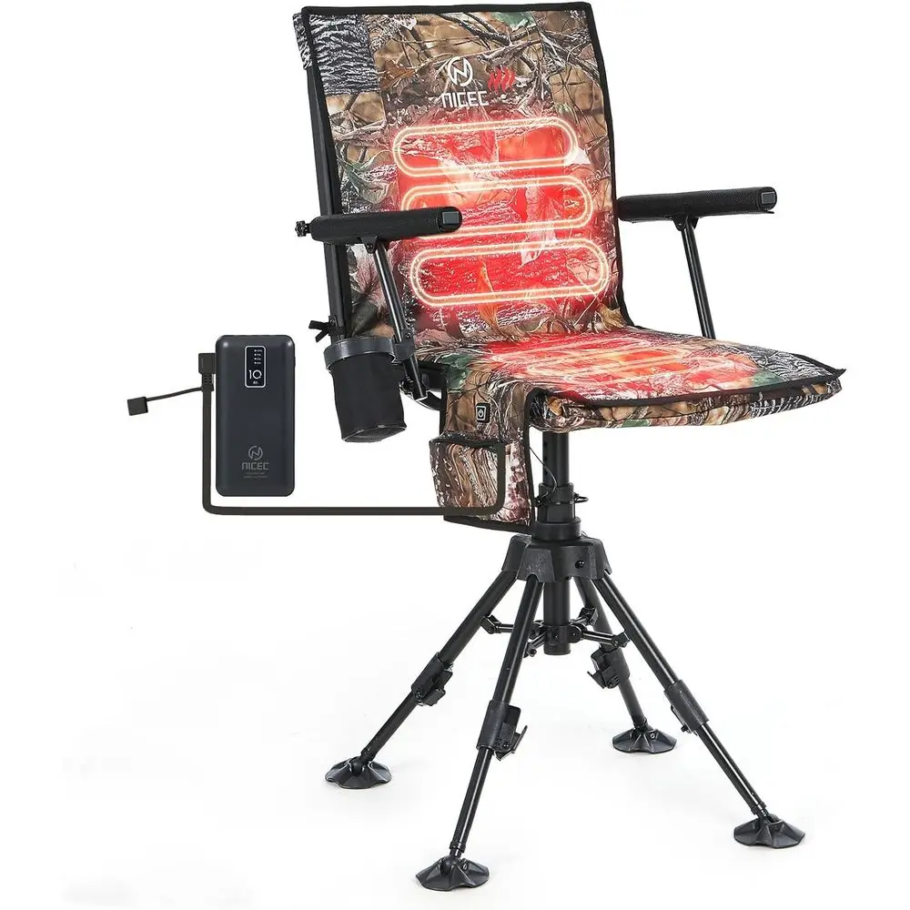 

Portable 360° Silent Swivel Hunting Chair with Adjustable Height, Power Bank, Ideal for Turkey & Strutter Hunting Camps