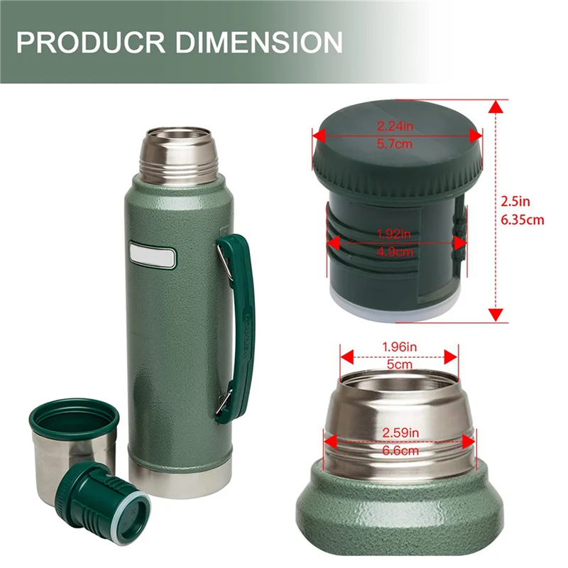 5X أجزاء متجر استبدال Thermoss Stopper لزجاجة كلاسيكية معزولة بالفم واسعة 1.1 QT، 2 QT