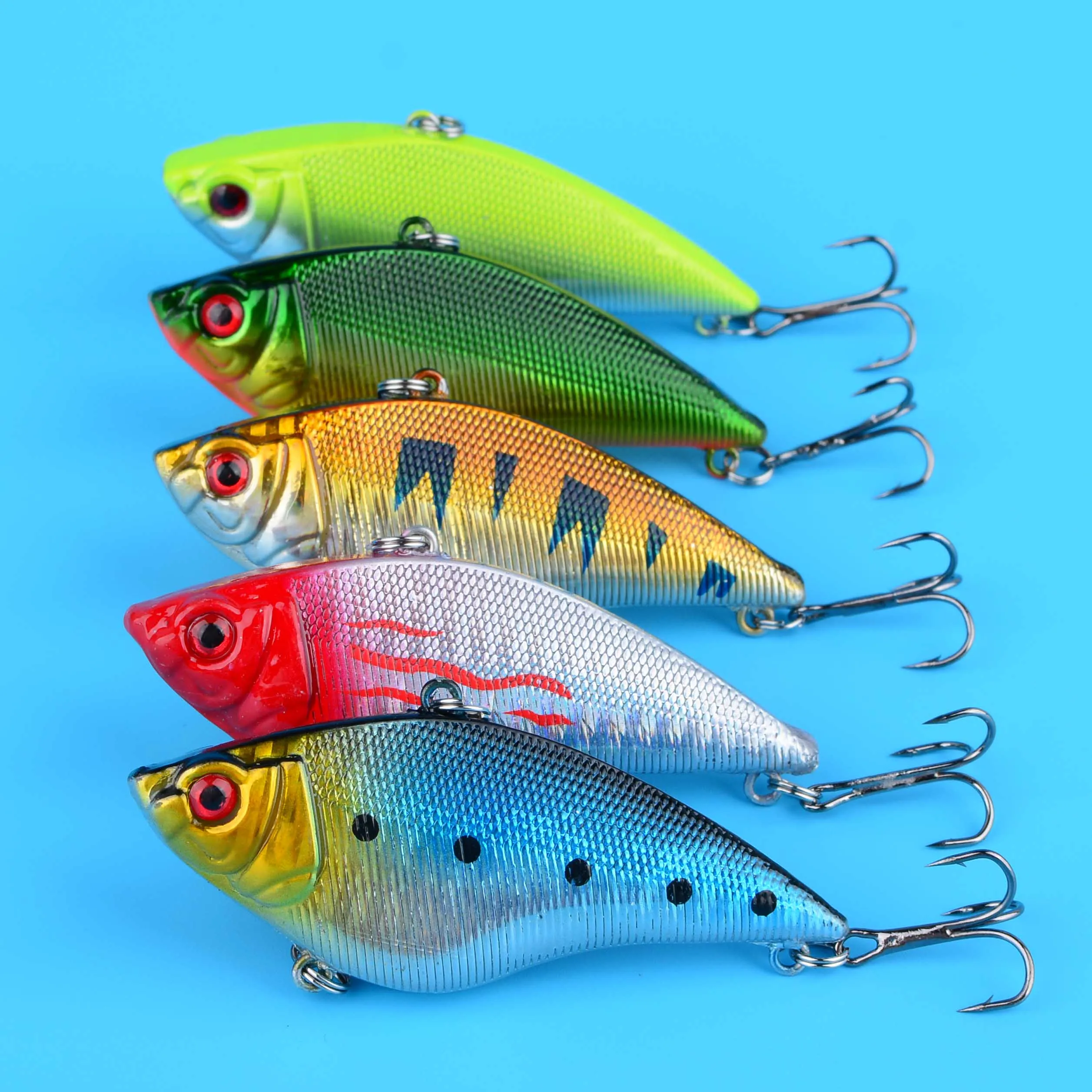 5 قطعة من البلاستيك VIB الصيد إغراء الصلب المتذبذب الطعم الاصطناعي باس بايك التصيد Pesca صيد السمك