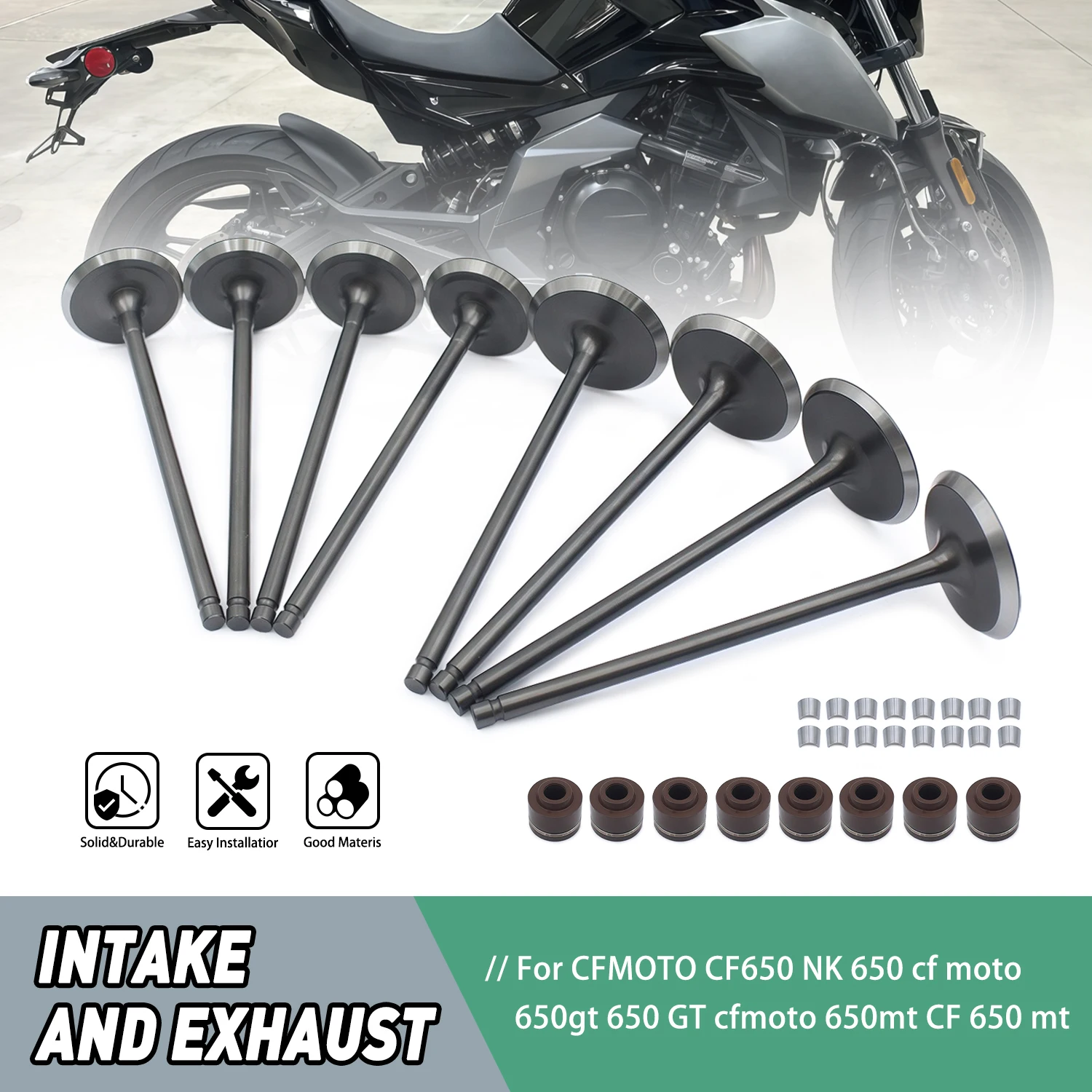 Motorcycle Accessories Intake Stem Seal Kit Valve Stem For CFMOTO CF650 NK 650 moto 650gt 650 GT 650mt CF 650 mt Engine Parts