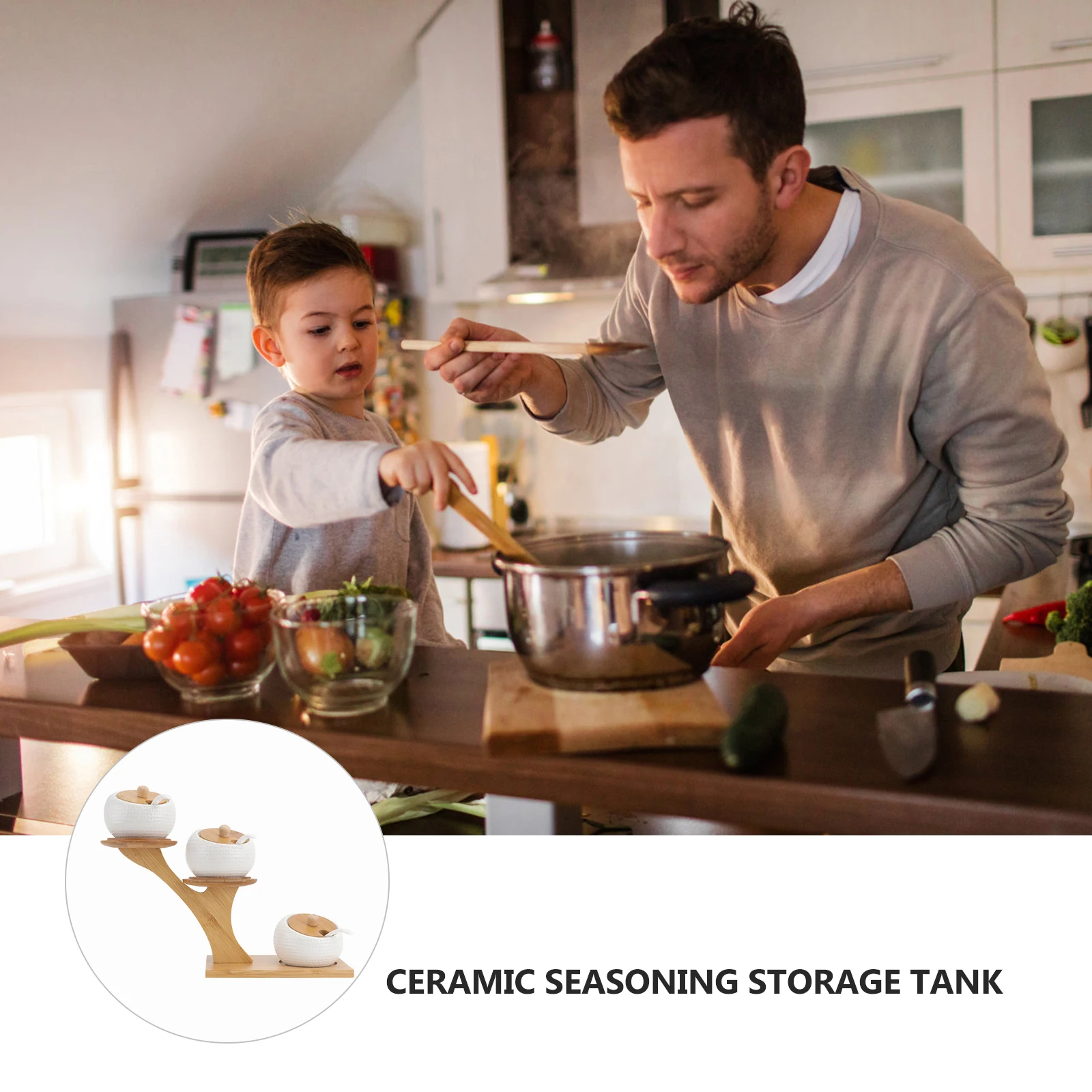 

1 set Ceramic Seasoning Jars Set Condiment Pots Spice Storage Containers Kitchen Home Restaurant Use Sealed Dustproof