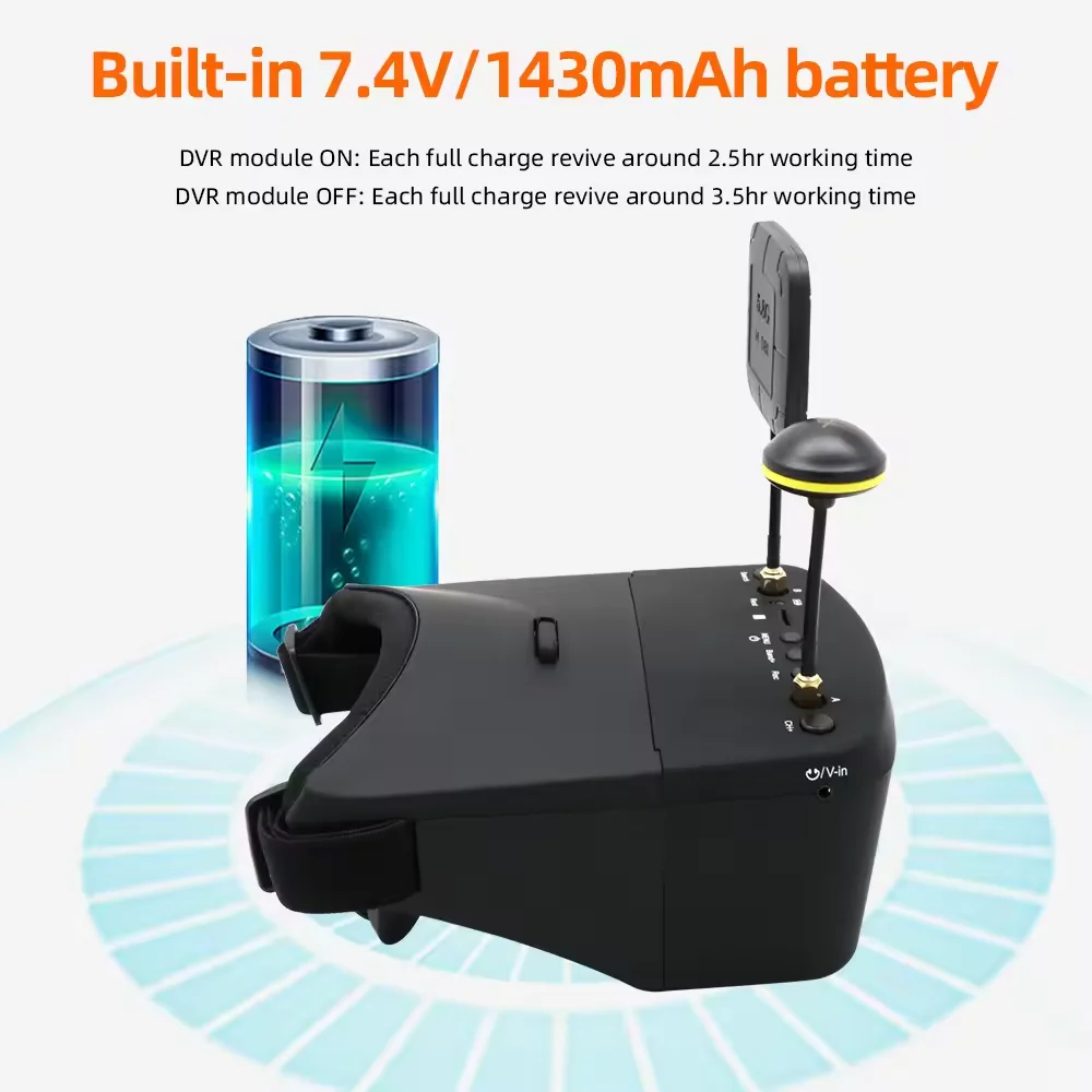 

FPV 5.8G Goggles 40CH 5Inch 800*480 Headset HD DVR Diversity FPV Goggles 25-1300mW TX With Battery For RC FPV Drone Racing Model