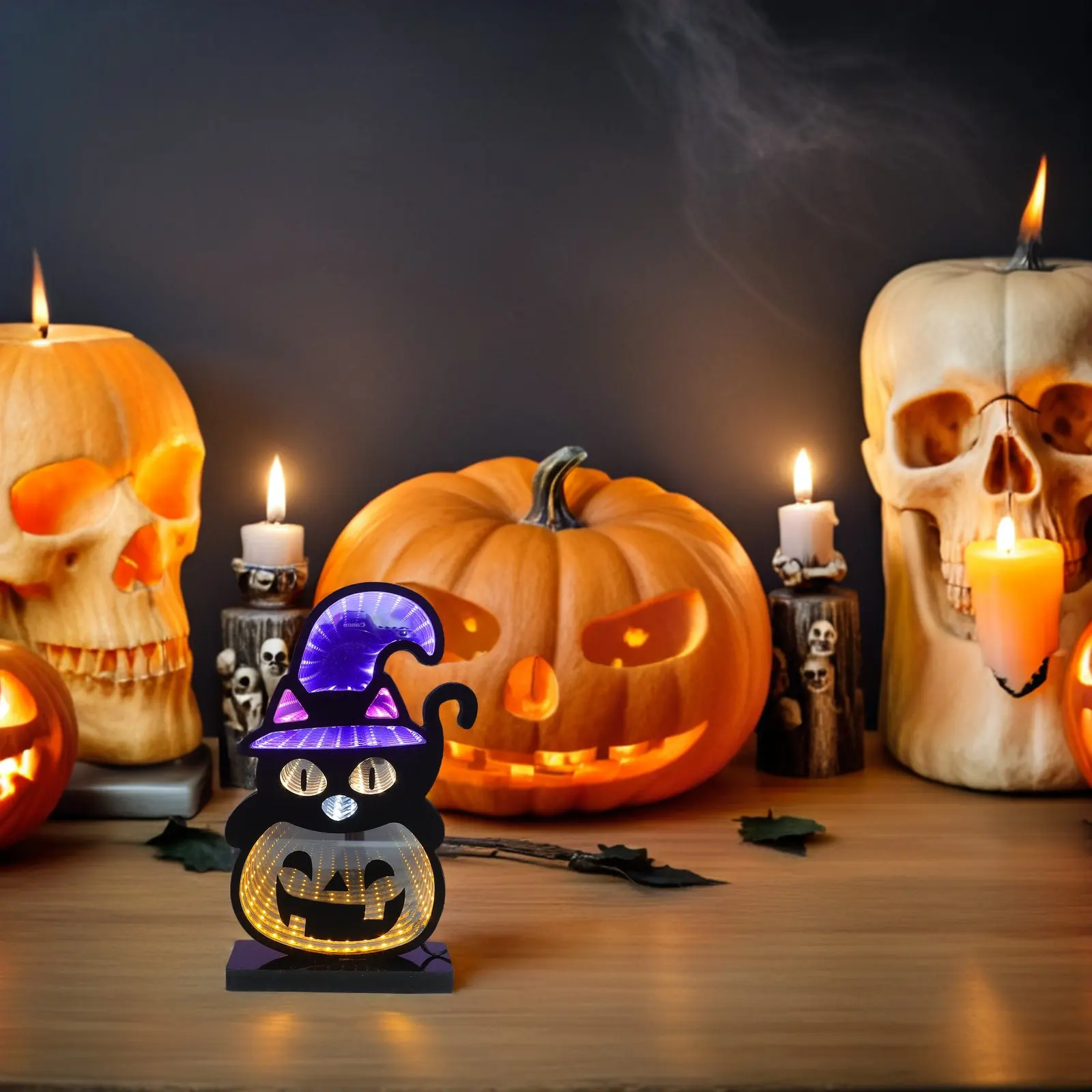 USB Powered Pumpkin LED Night Light Halloween Neon Sign Compact Desktop Bedside Lamp Festive Spooky Decor for Living Room
