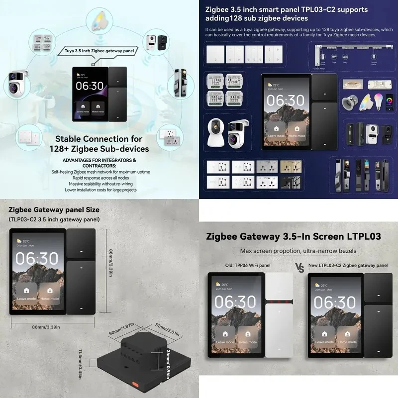 2026 TPL03 Gateway Central Control Panel Mini Smart Three-Way Relay Switch 3.5-inch Smart Control Panel Mini Built-in
