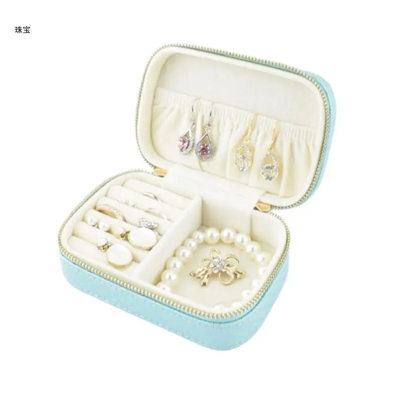 X5QE Travel Jewelry Portable PU Storage Box for Women Girls Convenient