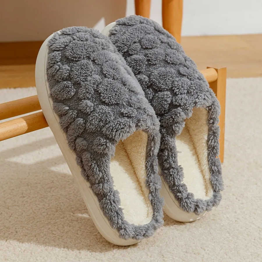 Winter Warm Fur Slippers Men Women Couples House Non Slip Soft Shoes Comfort Flat Heel Home Indoor Bedroom Plush Slippers