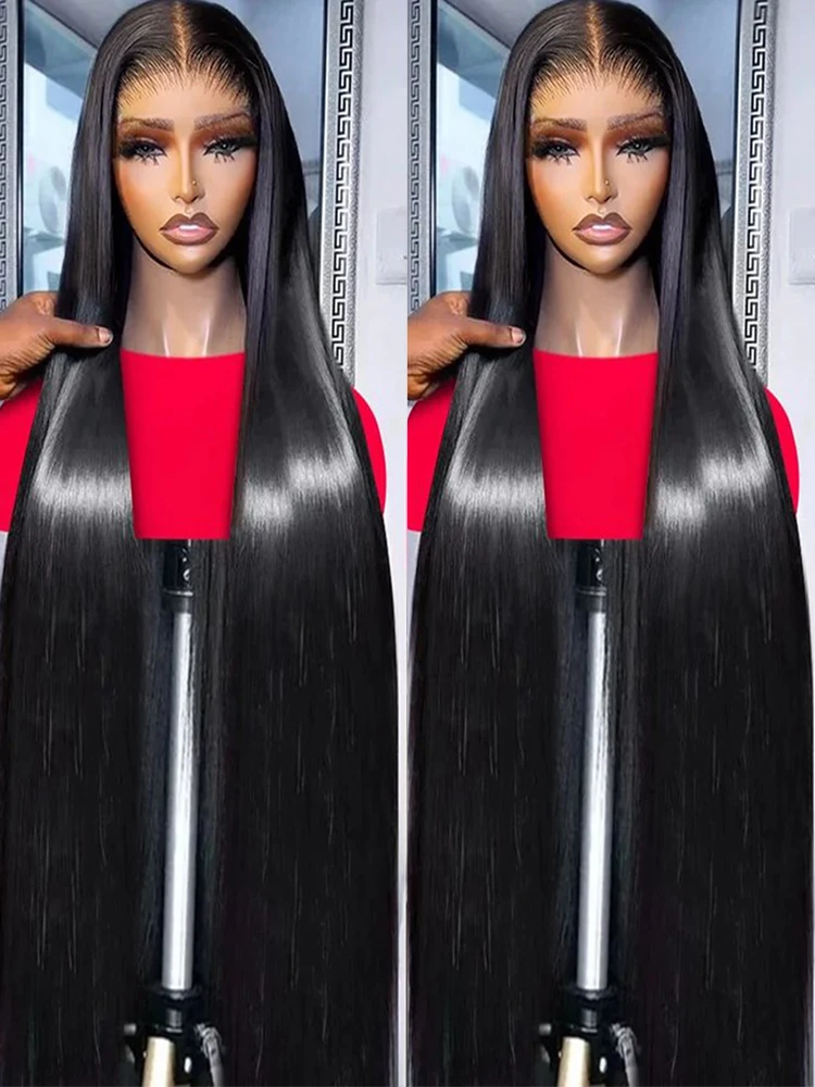 

300% Плотность Bone Straight HD Прозрачный 13x6 Кружева Фронтальная 40 46 дюймов Парики из натуральных волос Бразильские 13x4 Парики Фронта Шнурка Для Женщин