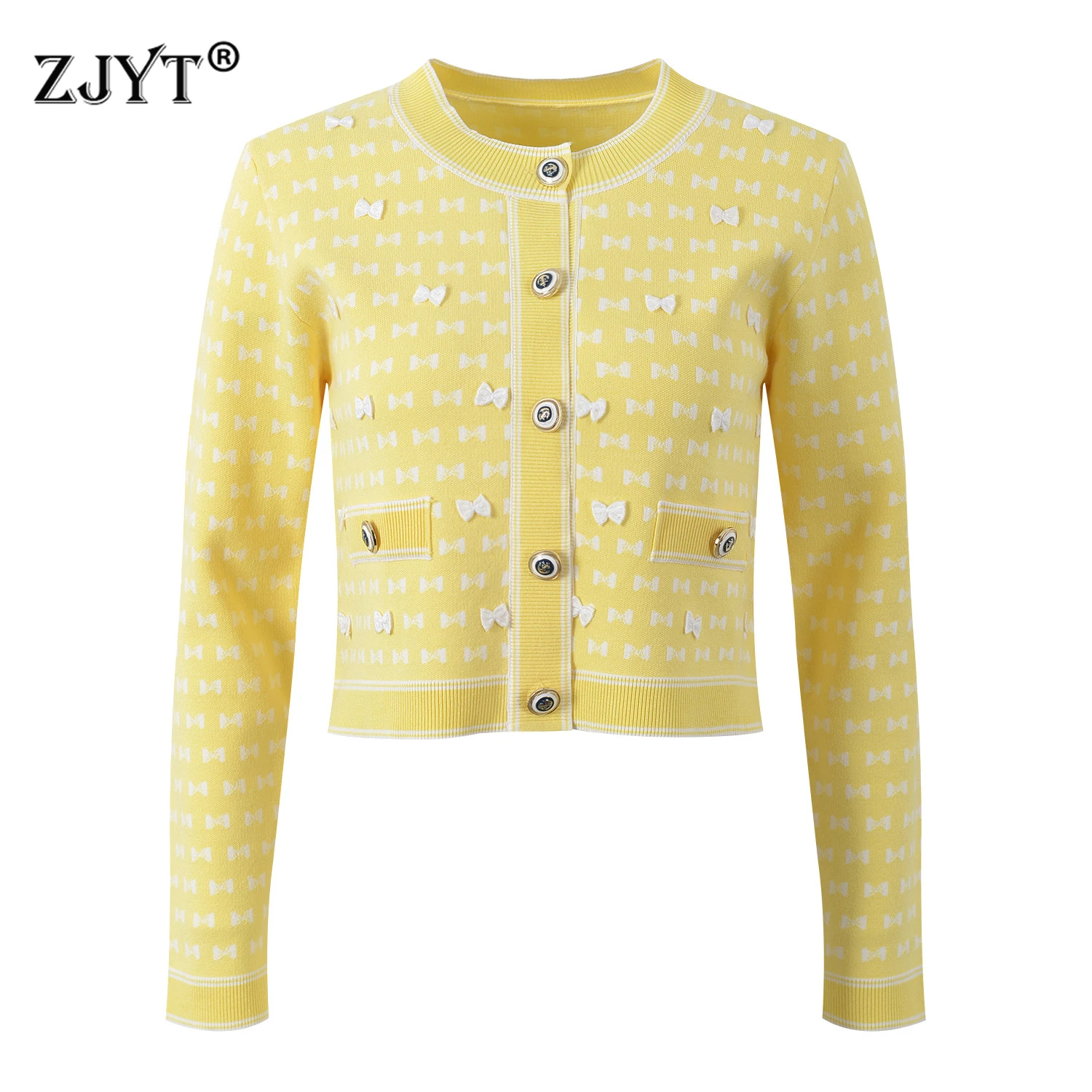 

ZJYT Autumn Winter Women's Long Sleeve Sweaters Knitted Cardigan Tops Sweet Bowknot Knitwears Female Jersey Mujer Fashion 2024