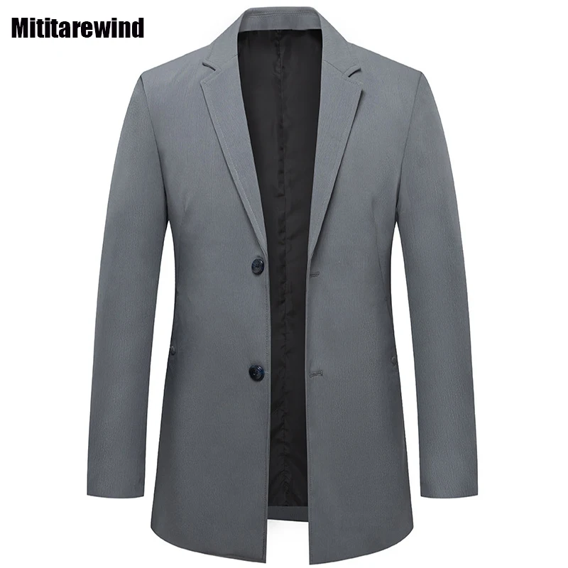 

Spring Autumn Male Suit Smart Casual Man Blazer No Ironing Solid Mid-long Suit Jackets Simple Blazers for Men Fashion Thin Coat