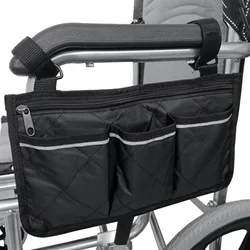 Wheelchair Side Bag With Reflective Strip Arm Rest Pouch Drink - Wheel Chair Accessories Organizers And Water Bottle