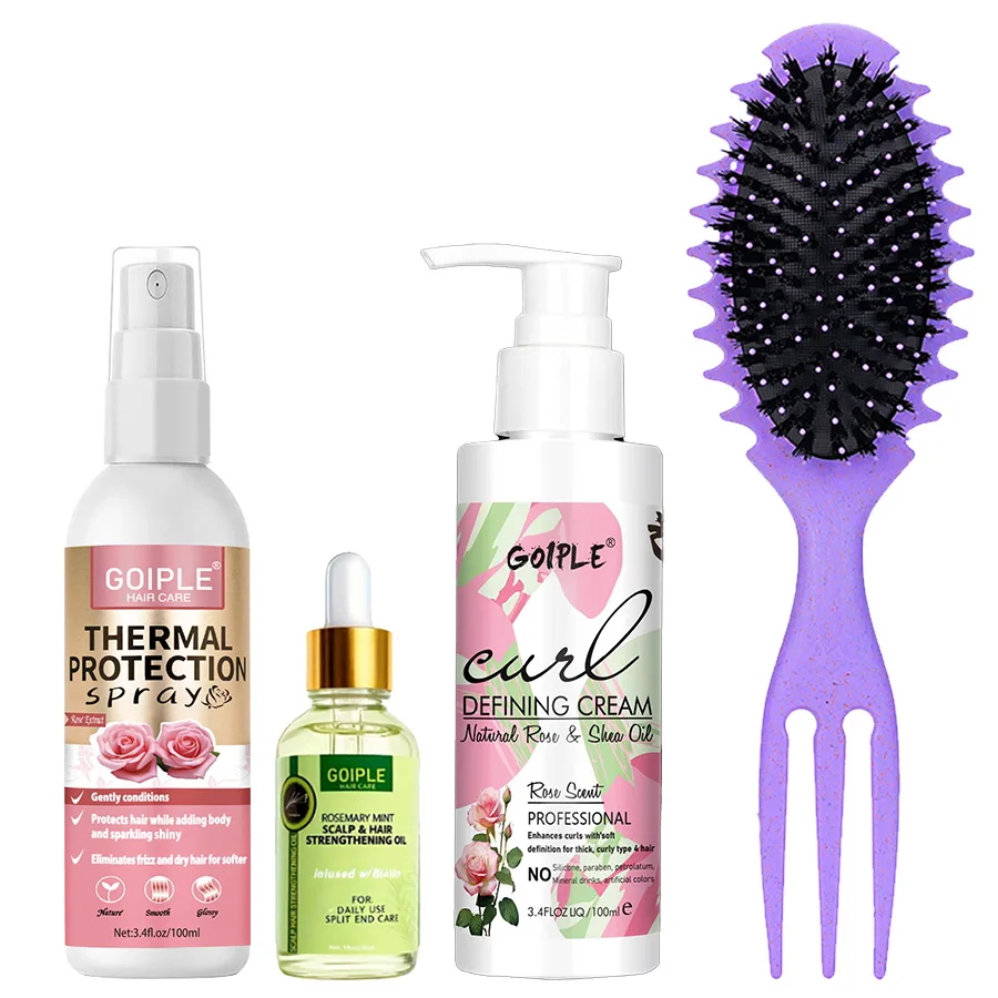 

Thermal Protection Spray Prevent UV Perm and Dye Damage Rosemary Mint Scalp & Hair Strengthening Oil Rose Curl Definition Cream