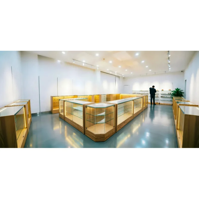 custom.Factory 4/6ft Custom MDF Tempered Glass Showcase Counter Shop Cash Desk Retail Modern Wood Color Display Cabine