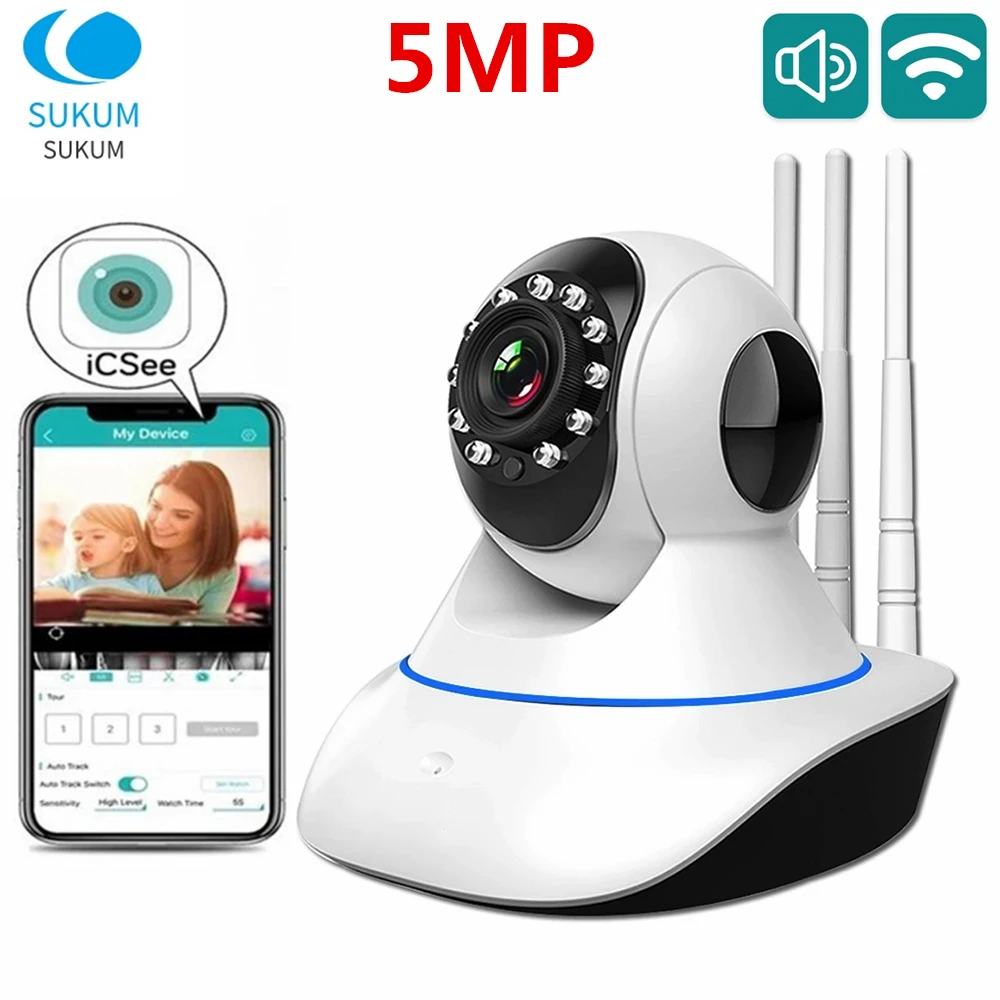 

ICSee 5MP Wireless WIFI IP Camera Indoor Security Video Surveillance Two Ways Audio CCTV Smart Home Camera With RJ45 Port