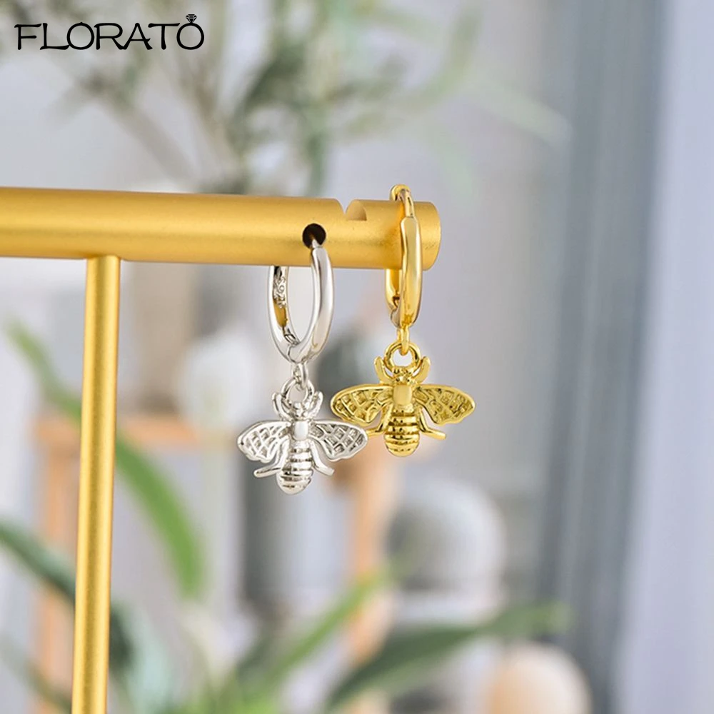 925 스털링 실버 바늘 절묘한 곤충 펜던트 귀걸이 여성을위한 2025 새로운 작은 후프 귀걸이 패션 쥬얼리 도매