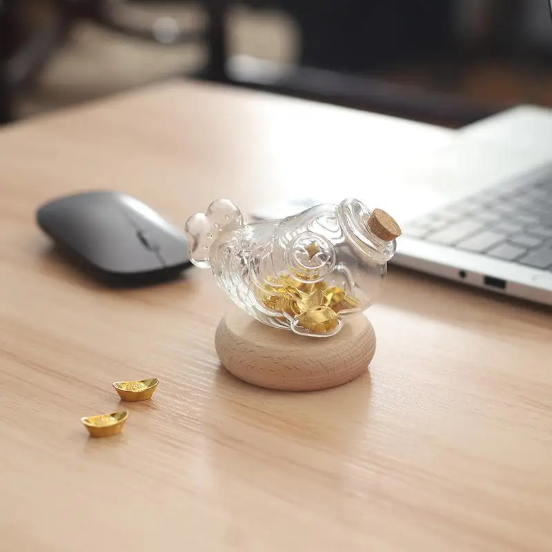 Banque d'argent en verre en forme de poisson, réservoir de stockage, pot d'argent, pièce de monnaie exquise, pot de rangement mignon, décoration pour enfants, adolescents et adultes