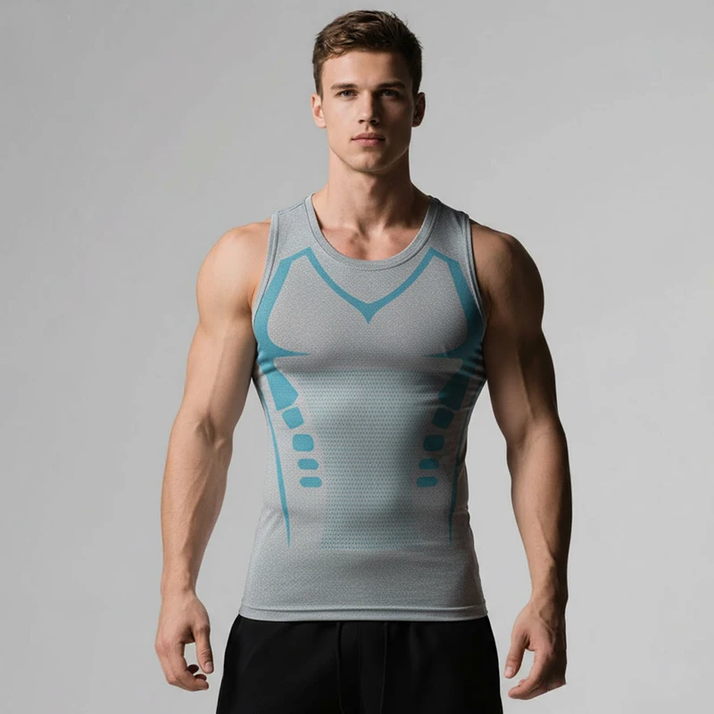 2Pcs Men Compression Tank Top Sleeveless Quick Dry Gym Vest Male Fitness Bodybuilding Workout Muscle Sport Shirt