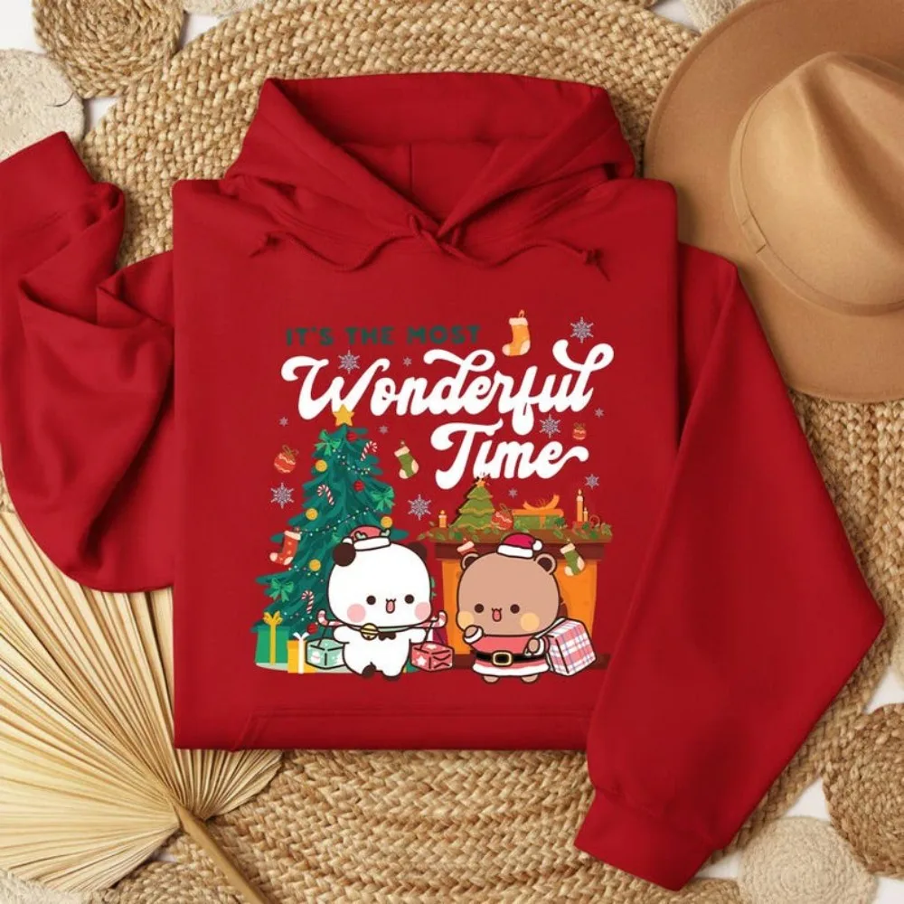 Bubu Dudu Christmas Hoodies Funny Holiday Hoodie Cute Bear Sweatshirt Men Women Casual Fashion Xmas Clothing Hot Sale Apparel