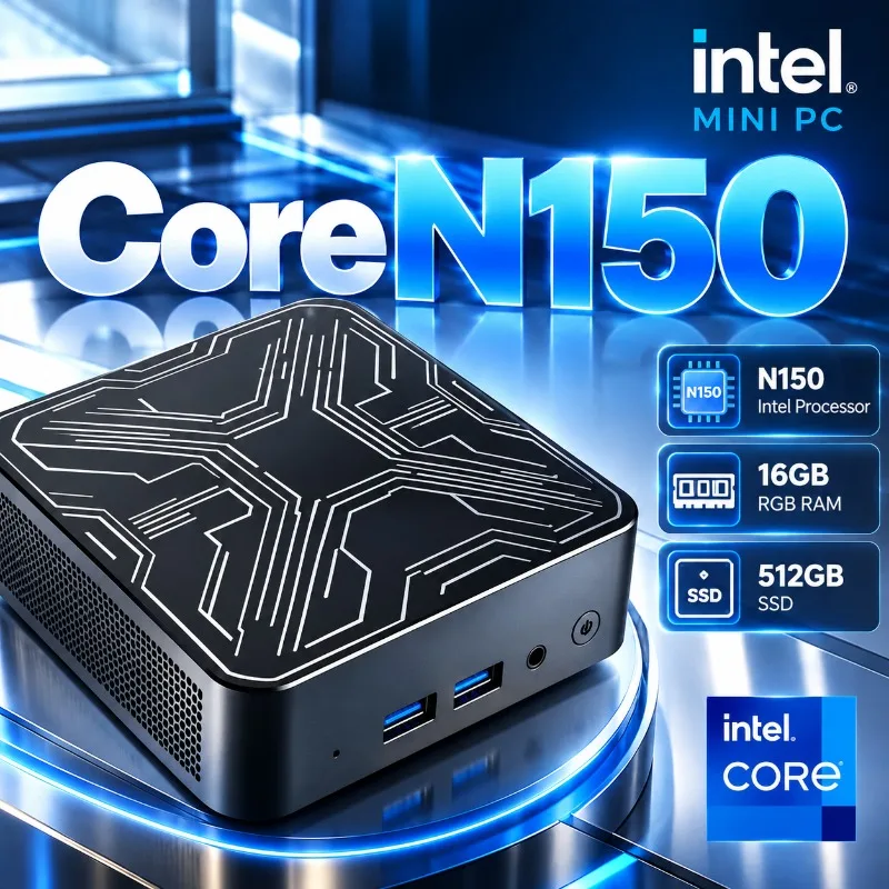 Low Power Home Office Mini Computer Intel Core N150 New Mini Host, 16GB RAM, Large SSD, WiFi 6 Bluetooth 5.2, 4K HD Output