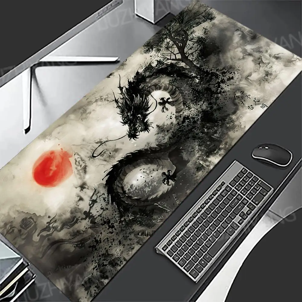 Ink-wash Style Dragon Mouse Pad Rubber Anti-slip Keyboard Table Mats Large Gaming Office Mousepads XXL Game Laptop Long Desk Mat