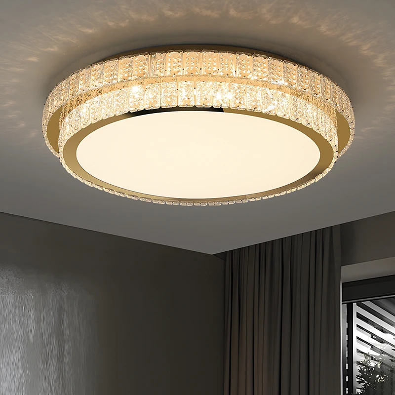 Bedroom Crystal Ceiling Lamp Modern Minimalist Round LED Crystal Sand Study Room Dining Room Lamp Light Luxury Lamp