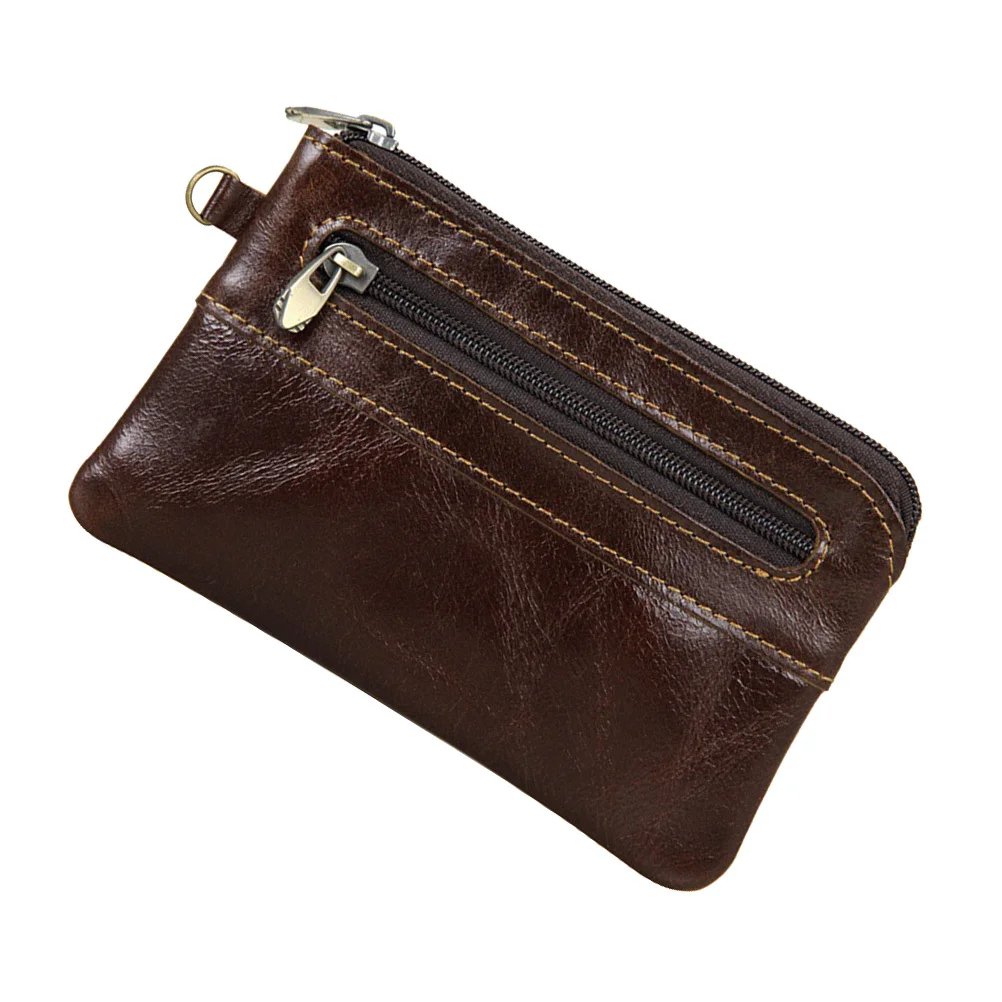 

1Pcs Chocolate Brown Mini Wallet for Men Business Zipper Wallet Multi Compartment Rfid Protection Retro Style