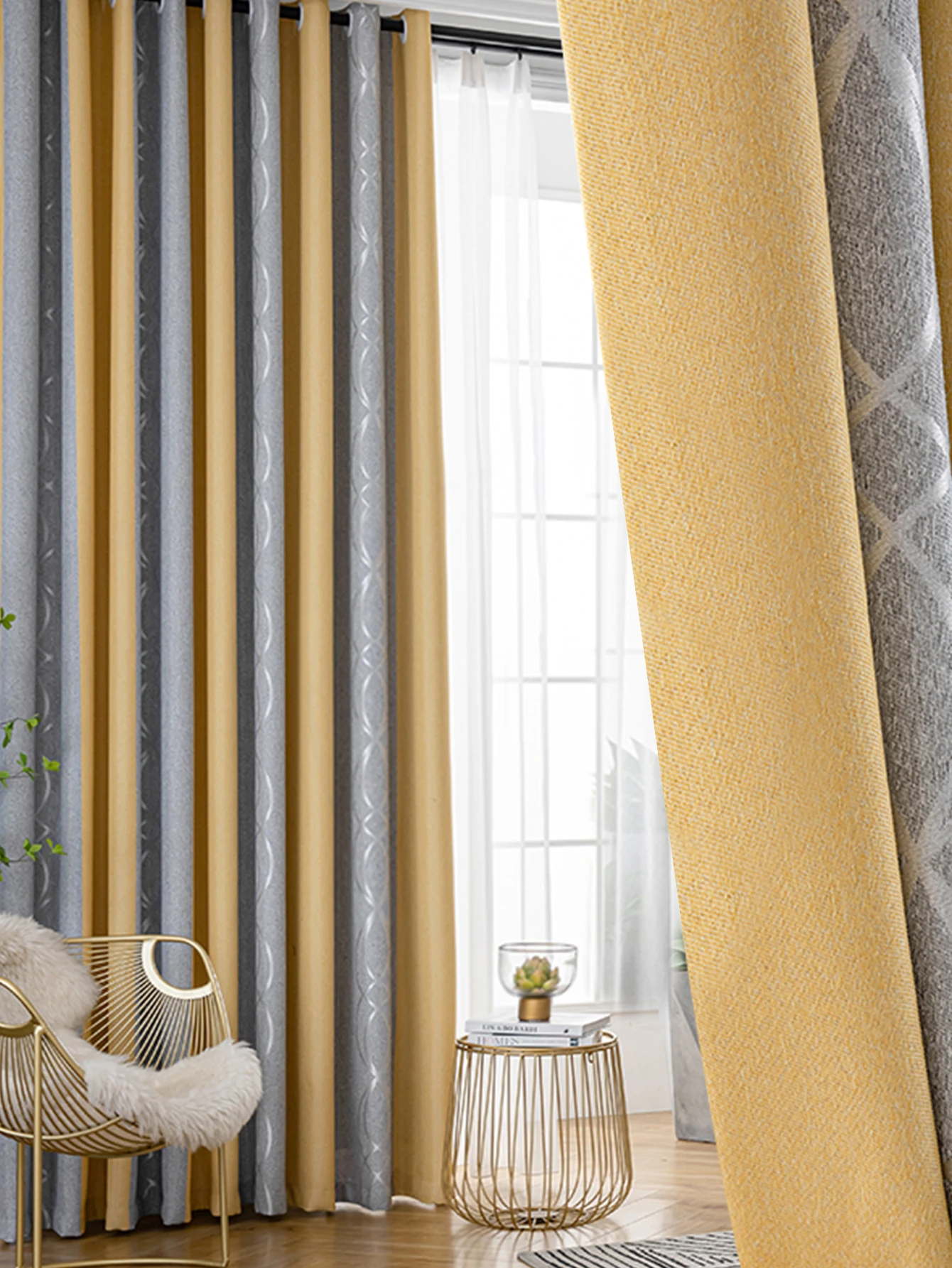 New Thickened Striped Jacquard Curtains For Kids Children\'s Room Living Room Bedroom Seamless Splicing Curtain Fabric